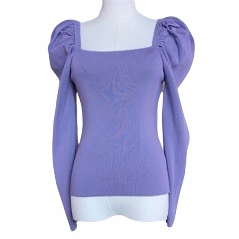 New York & Company Puffed Sleeve Fitted Sweater Size L